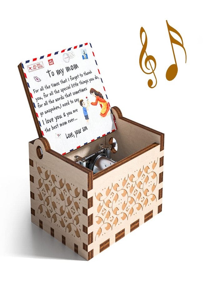 Ucuber Wood Music Box for Mom from Son, Mini Cute Box Printed Pattern Best Gift for Mother's Day You are My Sunshine Â… (pattern-son1mom), Brown - Image 1